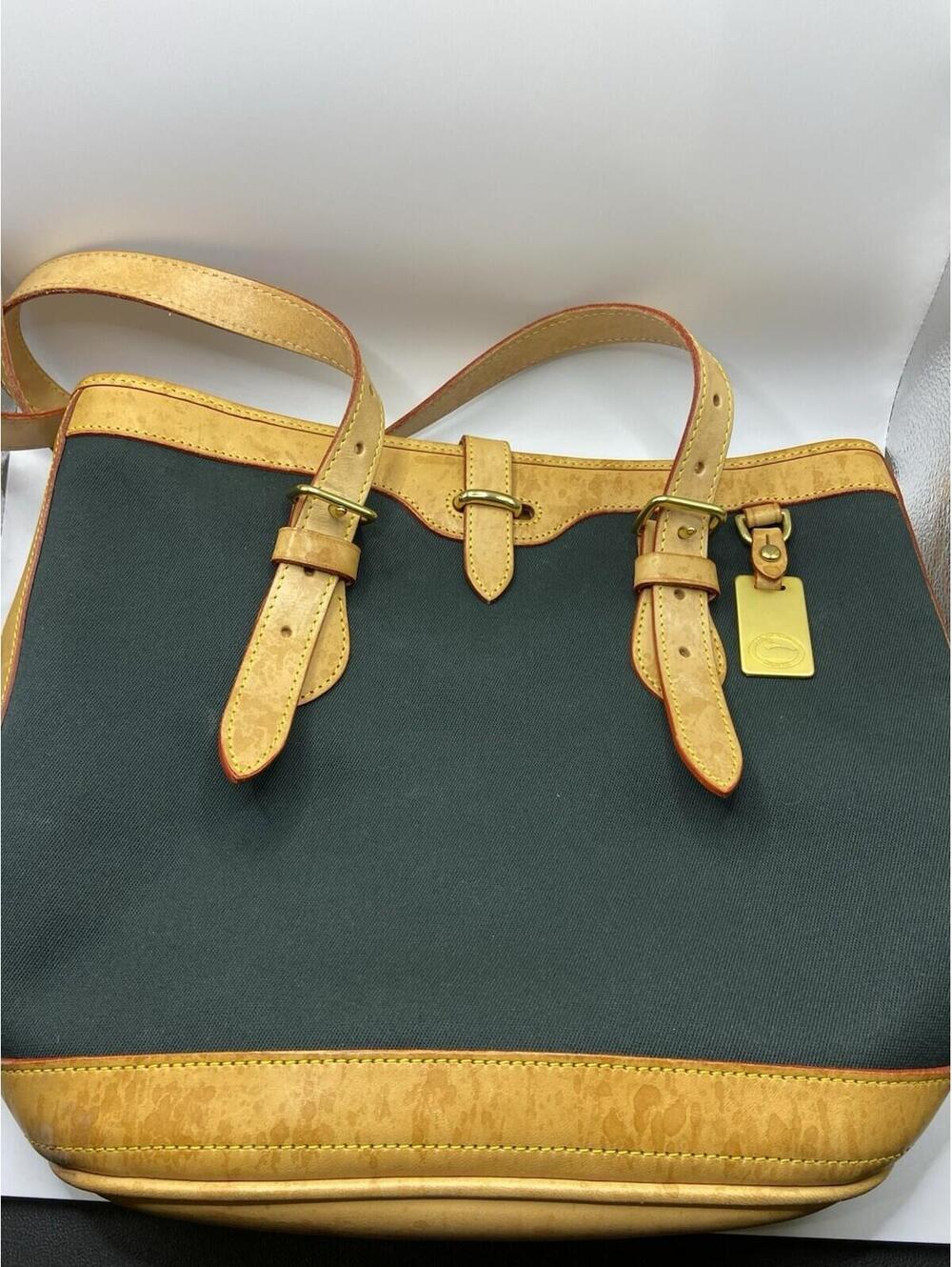 Vintage DOONEY & BOURKE USA Made Green Canvas Leather Bucket Cabriolet Bag